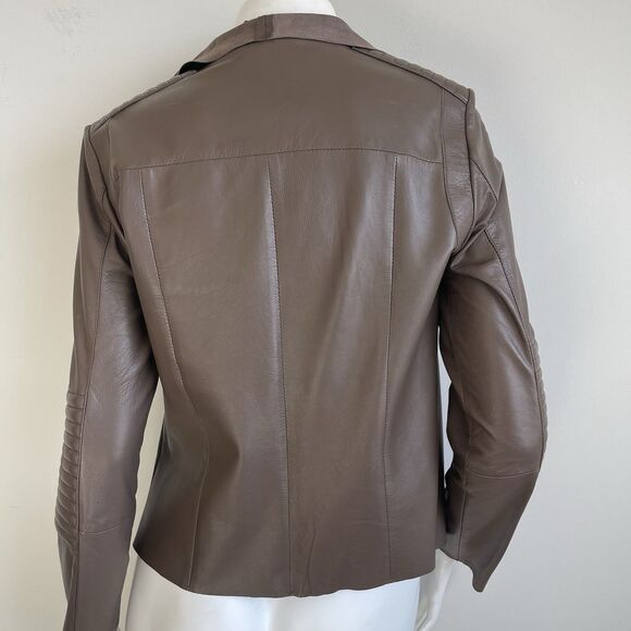 Trouve Womens Biker Chic Moto Rock Brown Soft Leather Jacket Convertibe - Medium - Picture 6 of 16